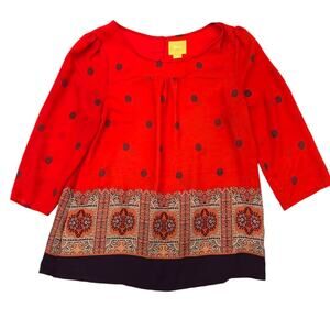 Anthropologie Maeve | Rila Bordered Print Blouse w/ 3/4 Sleeves | Size 8